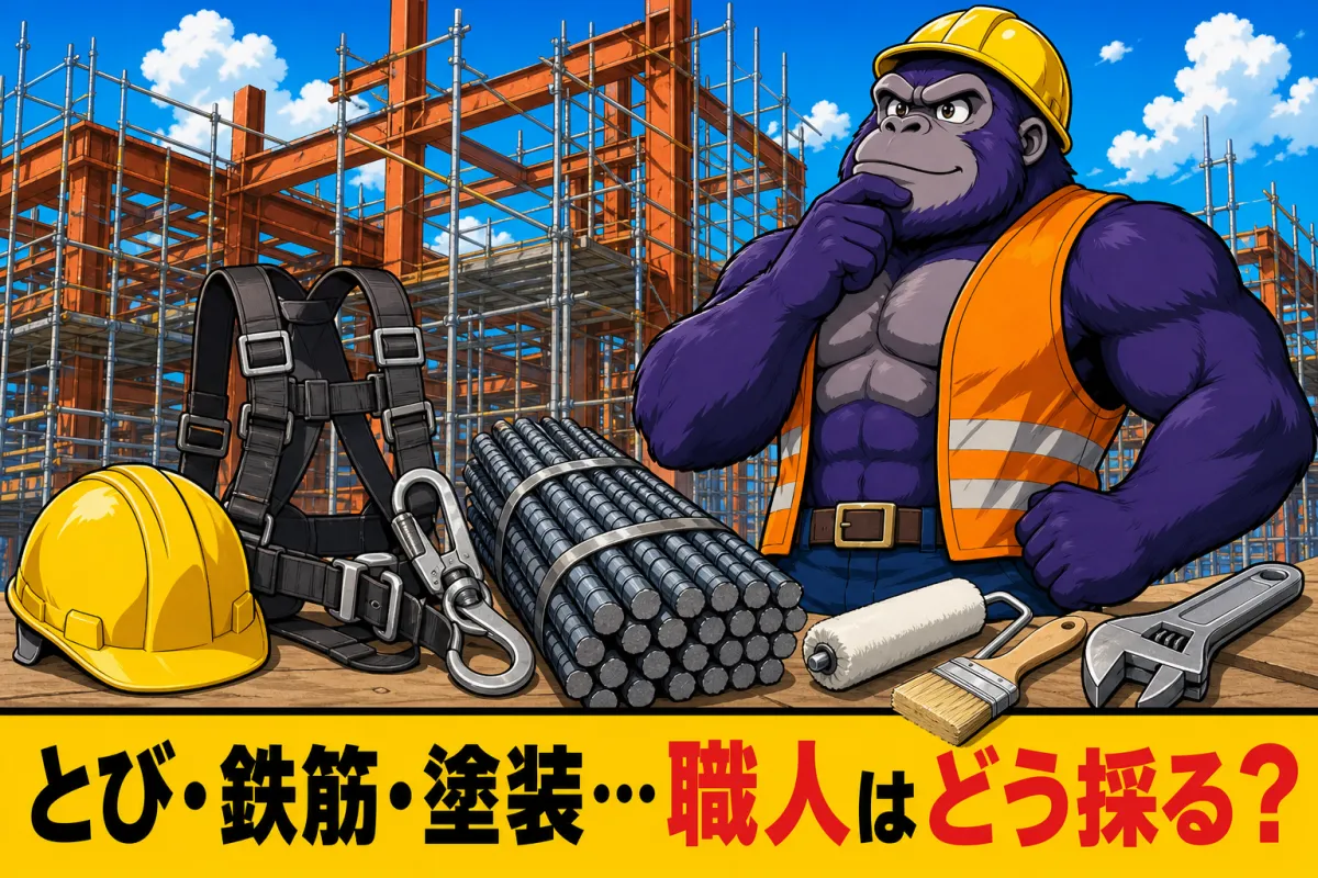 職人の集め方｜とび・鉄筋工・塗装工など現場作業員が集まらない理由